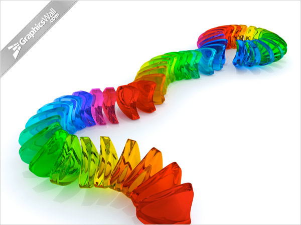 3D Render of Colorful Glass Pieces
